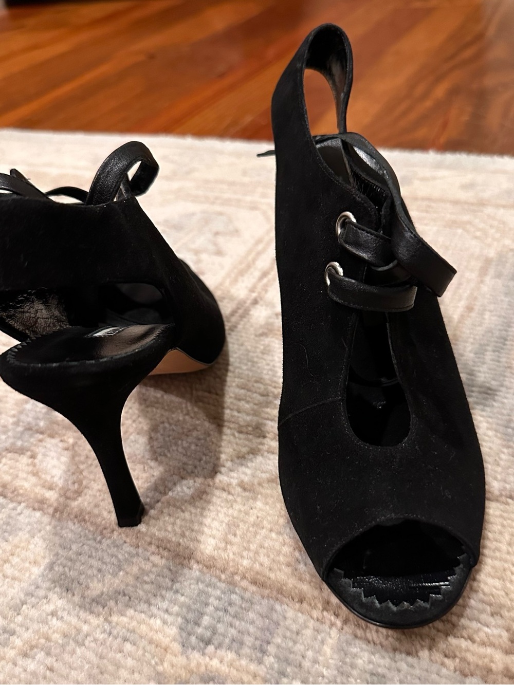 NWT Manolo Blahník — Size 37.5
Manolo Blahnik "Rapacina" Suede Lace-up Booties
